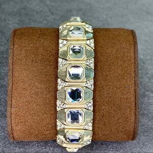 RHINESTONE gold tone stretchy sparkly formal costume jewellery bracelet